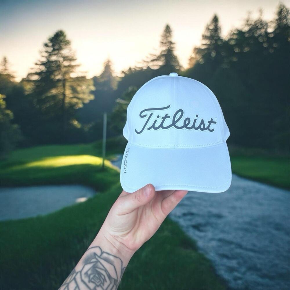 Titleist StaDry Men’s Hat Cap White Grey, Lightweight Adjustable Golf One Size